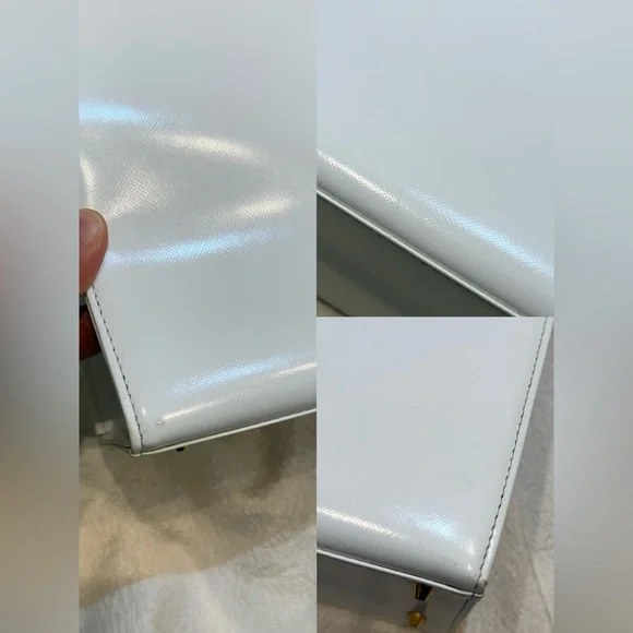 Vintage Yves Saint Laurent Logo Metal Bar Handle Leather Handbag 1980s-1990s - Picture 9 of 16